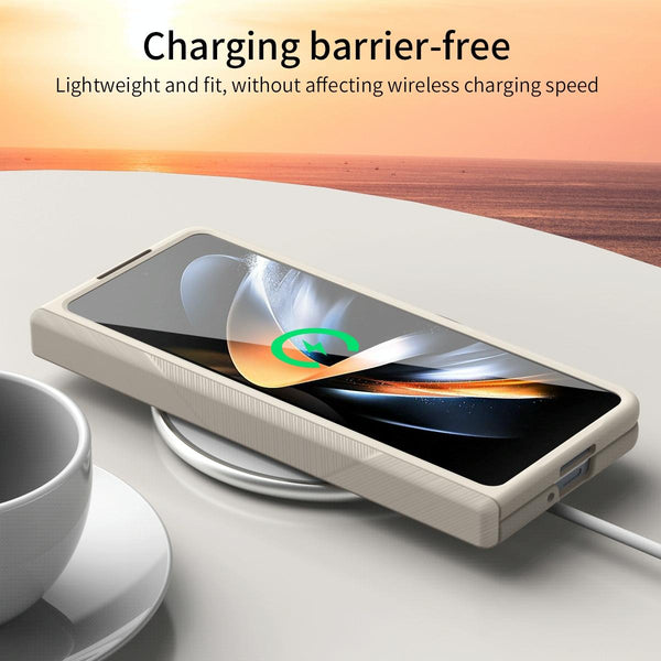 For Samsung Galaxy Z Fold4 5G Premium Hinged Folding Case Coffee Cases Covers & Skins