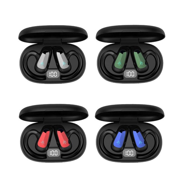 Digital Display Bluetooth Earphones Bone Conduction Stereo Black Earbuds