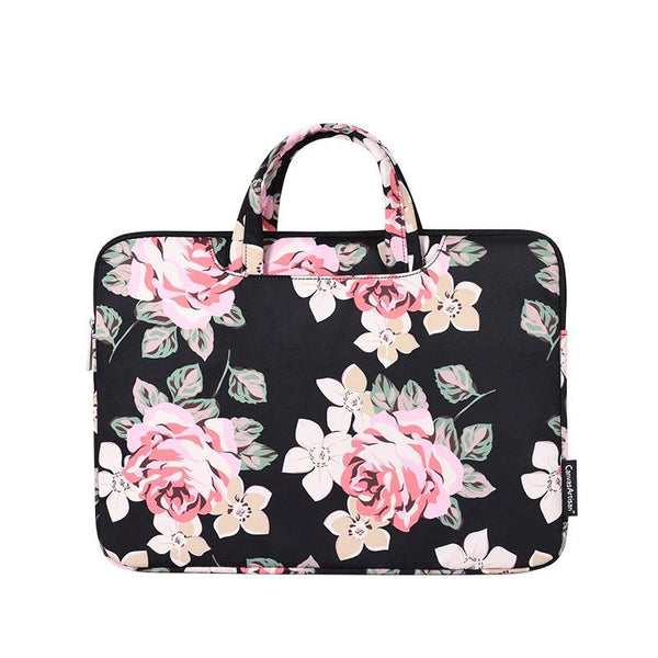 13 Inch Laptop Case Bag With White Rose Pattern And Handle Blue Laptop Cases & Bags