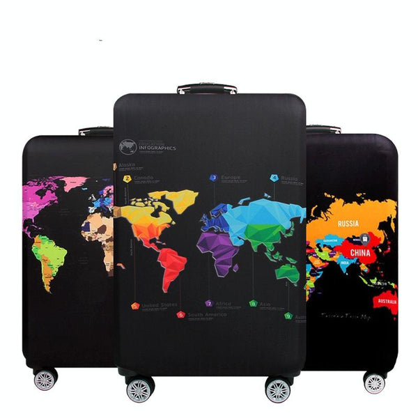 Protective Elastic Suitcase Cover Fits 22 24 Inch Luggage Dustproof & Scratch Proof World Map Other Travel Accessories