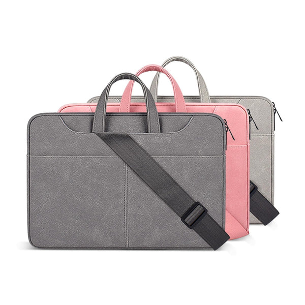 Detachable Shoulder Strap Business Laptop Bag 14.1 15.4 Inch Frosted Pu Pink Laptop Cases & Bags