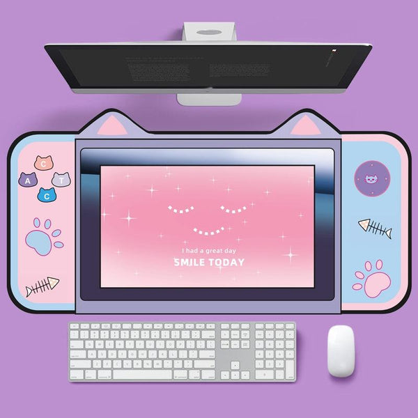 Adorable Cat Ear Desk Pad For Keyboard & Mouse 1 Mouse Pads & Wrist Rests