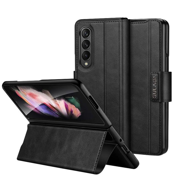 For Samsung Galaxy Z Fold4 5G Magnetic Snap Leather Flip Case All Inclusive Black Cases Covers & Skins