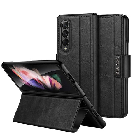 For Samsung Galaxy Z Fold4 5G Magnetic Snap Leather Flip Case All Inclusive Black Cases Covers & Skins