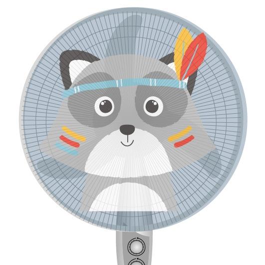 18 Inch Cartoon Children's Electric Fan With All Inclusive Mesh Protection Net And Anti Pinch Hand Cover Little Gray Wolf Portable Fans