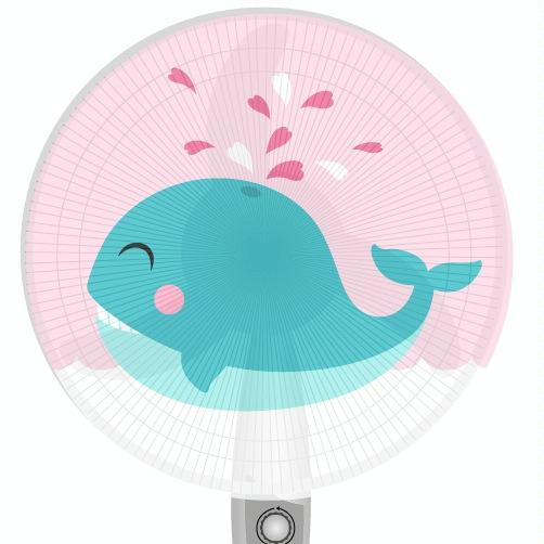 18 Inch Cartoon Children's Electric Fan With All Inclusive Mesh Protection Net And Anti Pinch Hand Cover Little Gray Wolf Portable Fans