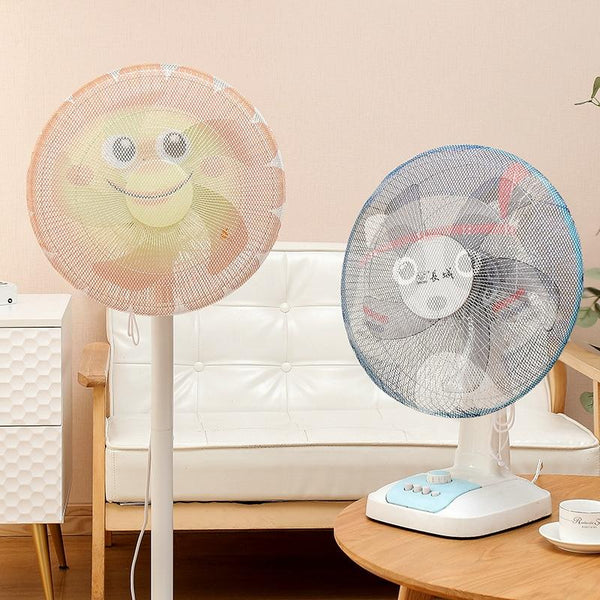 18 Inch Cartoon Children's Electric Fan With All Inclusive Mesh Protection Net And Anti Pinch Hand Cover Little Gray Wolf Portable Fans