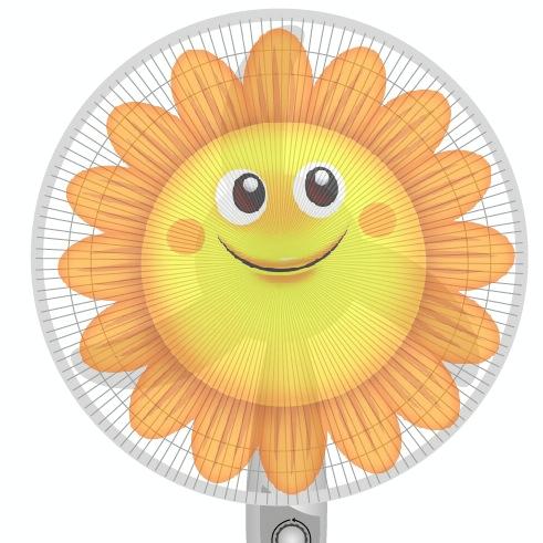 18 Inch Cartoon Children's Electric Fan With All Inclusive Mesh Protection Net And Anti Pinch Hand Cover Little Gray Wolf Portable Fans