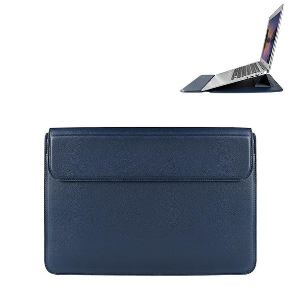 Leather Laptop Liner Bag 14.1 15.4 Inches With Stand Function Sapphire Blue Laptop Cases & Bags