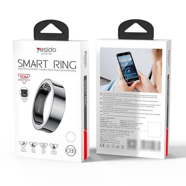Smart Health Ring Temp Heart Rate Bp Reminder Black 60Mm Smart Watches