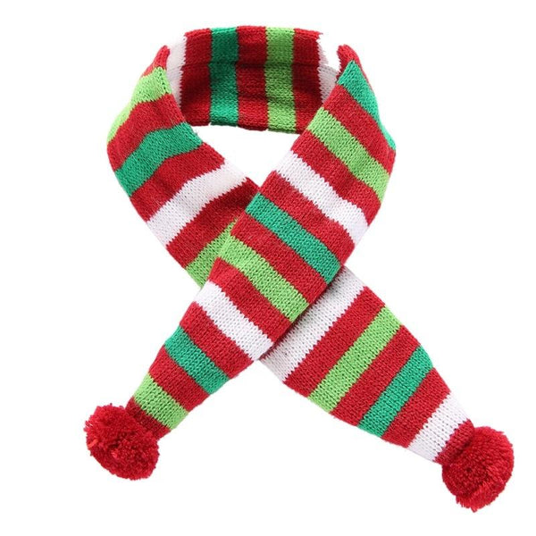 Dog Scarf Christmas Pet Accessories Winter Warmth Size M Red And Green Stripes Dog Clothing & Shoes