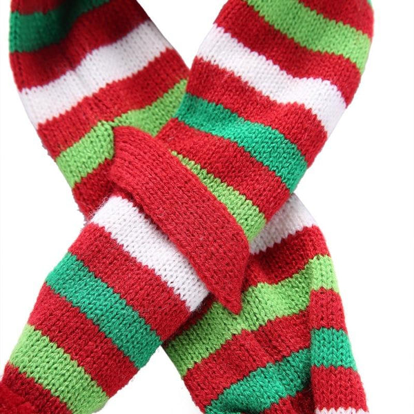 Dog Scarf Christmas Pet Accessories Winter Warmth Size M Red And Green Stripes Dog Clothing & Shoes