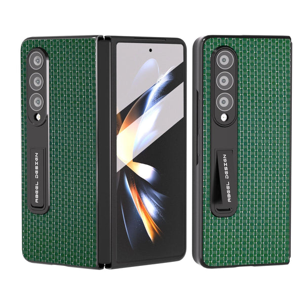 For Samsung Galaxy Z Fold4 5G Premium Leather Phone Case With Holder Luxury Design Night Green Cases Covers & Skins