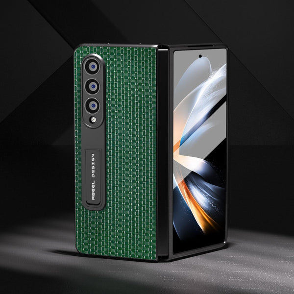 For Samsung Galaxy Z Fold4 5G Premium Leather Phone Case With Holder Luxury Design Night Green Cases Covers & Skins