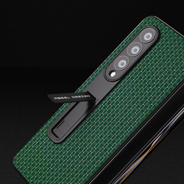 For Samsung Galaxy Z Fold4 5G Premium Leather Phone Case With Holder Luxury Design Night Green Cases Covers & Skins