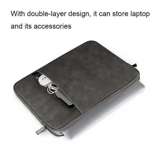 Waterproof Double Layer Laptop Liner Bag Fits 14.1 15.4 Inches Light Gray Laptop Cases & Bags