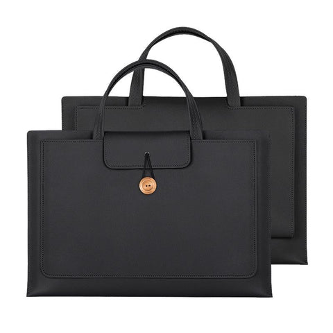 Waterproof Elastic Button Laptop Handbag Pu Material Black 15.4/16 Inch Laptop Cases & Bags