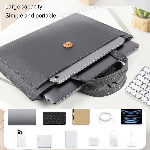 Waterproof Elastic Button Laptop Handbag Pu Material Black 15.4/16 Inch Laptop Cases & Bags