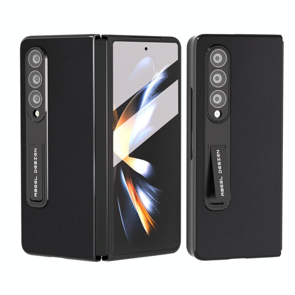 For Samsung Galaxy Z Fold4 5G Phone Case With Holder Silky Soft Edge Black Cases Covers & Skins