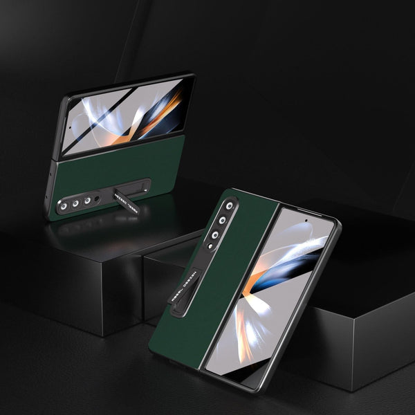 For Samsung Galaxy Z Fold4 5G Phone Case With Holder Silky Soft Edge Black Cases Covers & Skins