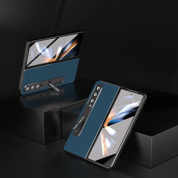For Samsung Galaxy Z Fold4 5G Phone Case With Holder Silky Soft Edge Black Cases Covers & Skins