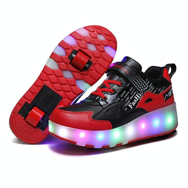 Rechargeable Light Skating Shoes For Kids Two Wheeled Pink Size 38 Roller Skates