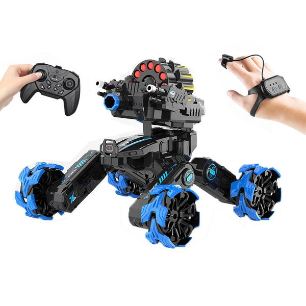 Remote Control Car Dual Soft Bomb Four Wheel Battle Blooming Tire Spray Blue Rc Model Vehicles