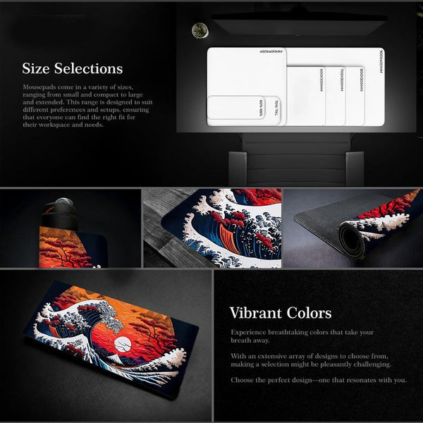 Non Slip Gaming Mouse Pad Big Wave Design No.1 300X800x2mm Mouse Pads & Wrist Rests