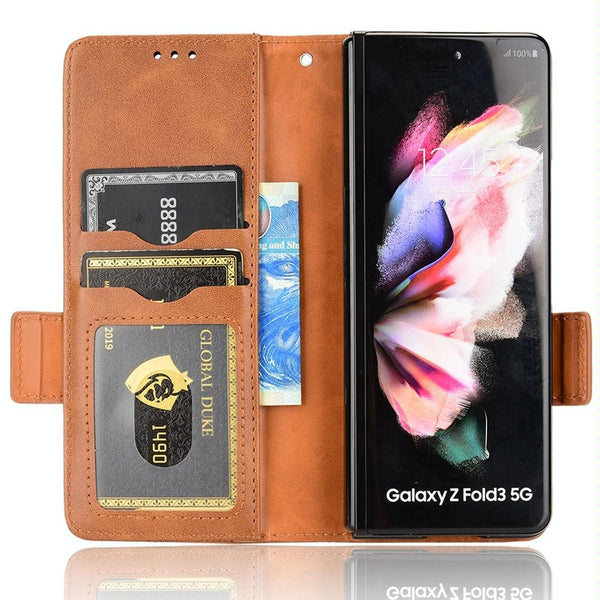 For Samsung Galaxy Z Fold4 5G Symmetrical Leather Triangle Phone Case Black Cases Covers & Skins