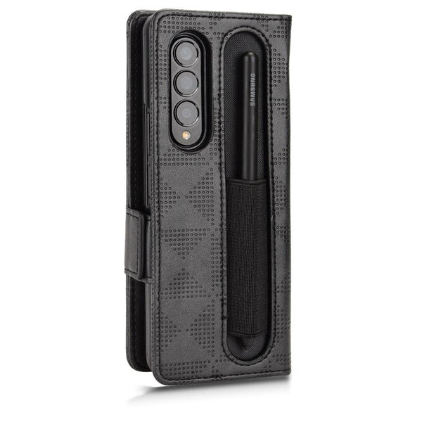 For Samsung Galaxy Z Fold4 5G Symmetrical Leather Triangle Phone Case Black Cases Covers & Skins