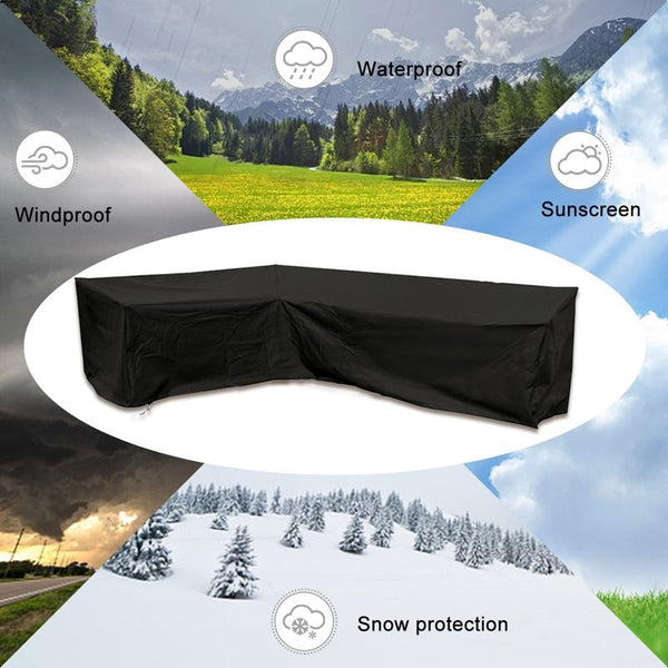Waterproof Outdoor Corner Sofa Cover 286X222x82cm Black Outdoor Furniture Covers