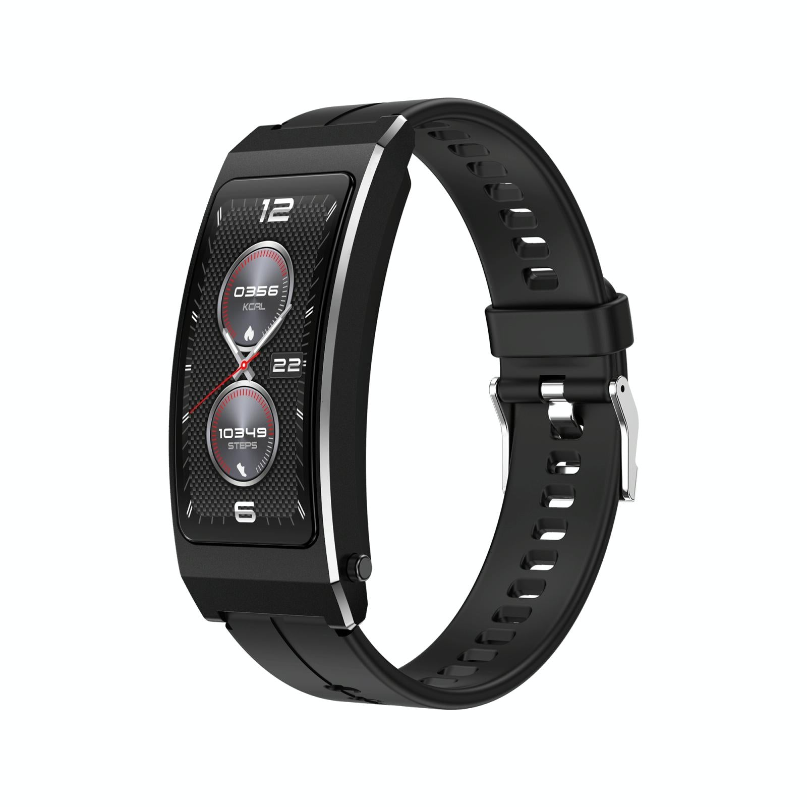 Smart Health Monitoring Bracelet With Bt Call And Leather Strap Black Silicone Smart Watches