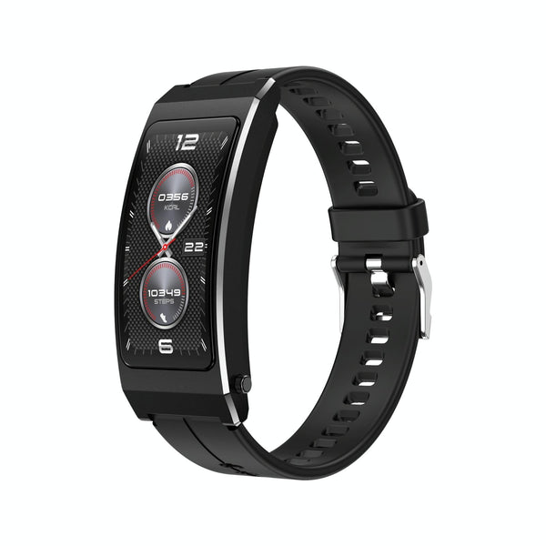 Smart Health Monitoring Bracelet With Bt Call And Leather Strap Black Silicone Smart Watches