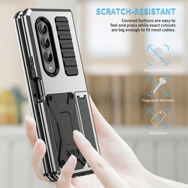 For Samsung Galaxy Z Fold4 5G Shockproof Metal Case With Holder Black Cases Covers & Skins