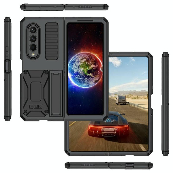 For Samsung Galaxy Z Fold4 5G Shockproof Metal Case With Holder Black Cases Covers & Skins