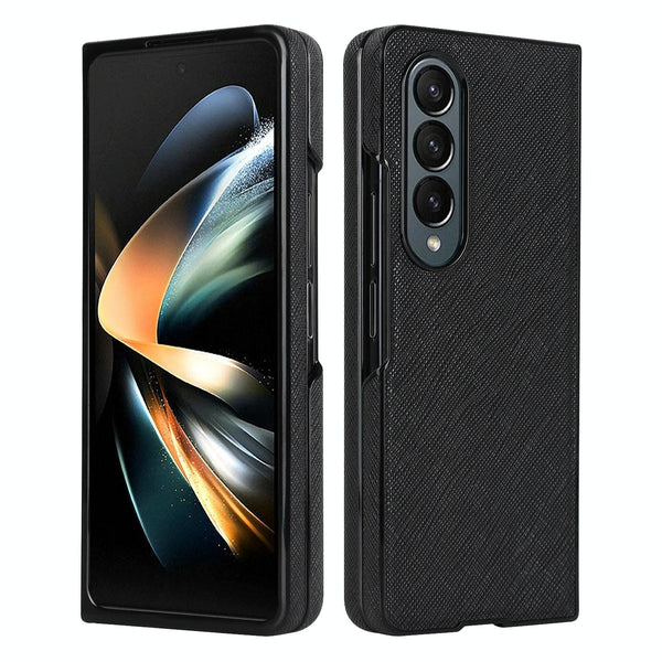 For Samsung Galaxy Z Fold4 5G Foldable Cross Pattern Phone Case Compact Design Black Other Mobile Accessories