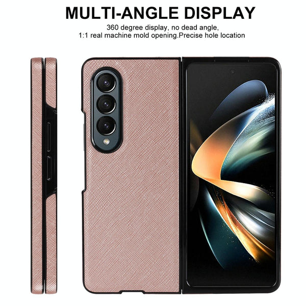 For Samsung Galaxy Z Fold4 5G Foldable Cross Pattern Phone Case Compact Design Black Other Mobile Accessories