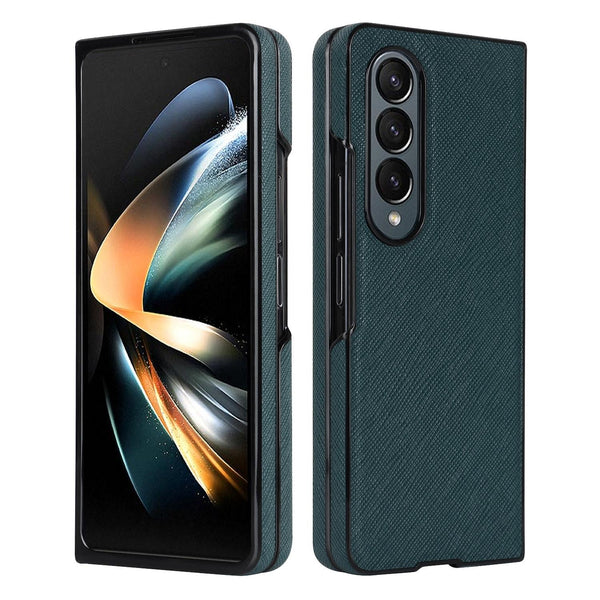 For Samsung Galaxy Z Fold4 5G Foldable Cross Pattern Phone Case Compact Design Black Other Mobile Accessories