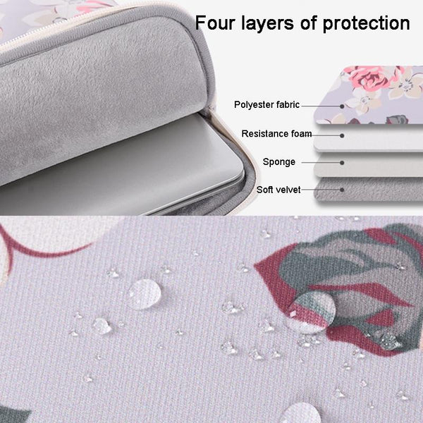 14 Inch Laptop Case Bag With White Rose Pattern And Handle Blue Laptop Cases & Bags