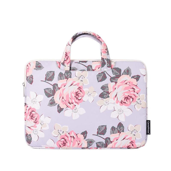 14 Inch Laptop Case Bag With White Rose Pattern And Handle Blue Laptop Cases & Bags