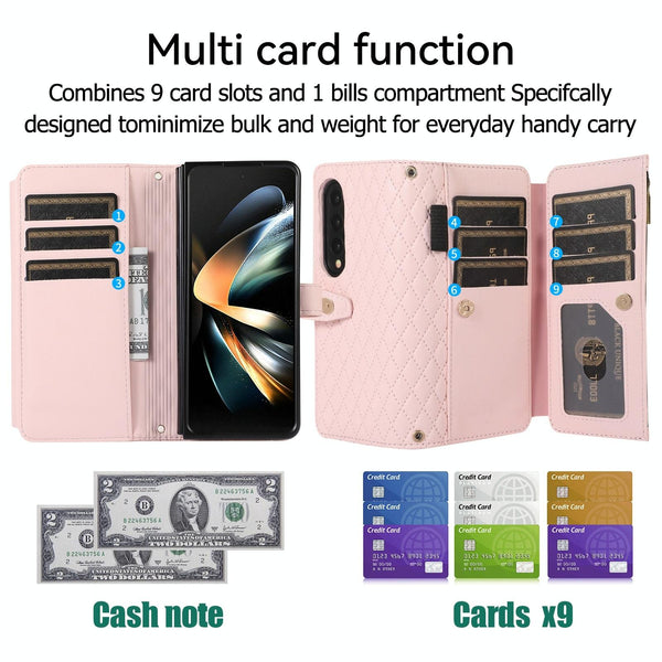 For Samsung Galaxy Z Fold4 5G Foldable Diamond Lattice Phone Case White Cases Covers & Skins