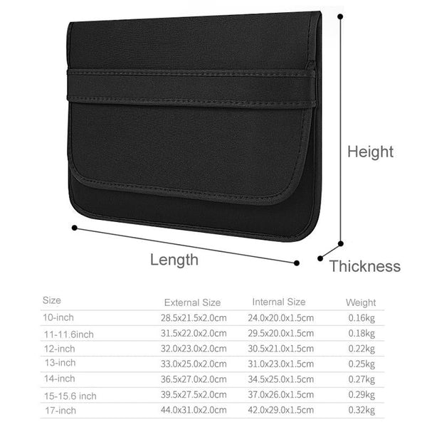 Horizontal Flap Clutch Bag With Neoprene Laptop Lining Black 14 Inch Laptop Cases & Bags