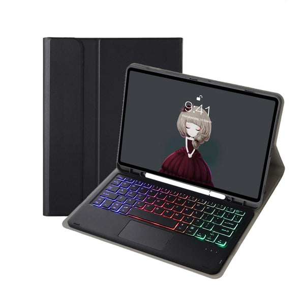 Bluetooth Keyboard Leather Case For Ipad Air / Pro 11 Touch Pad Backlight Pen Slot Black Keyboards