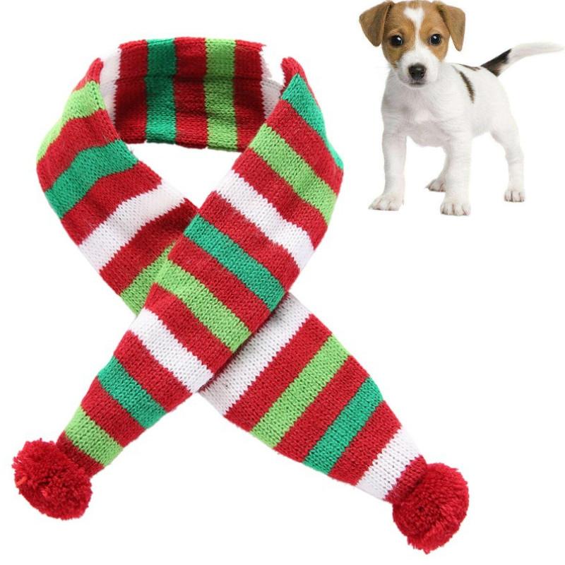 Dog Scarf Christmas Pet Accessories Winter Warmth Size Xl Red And Green Stripes Dog Clothing & Shoes