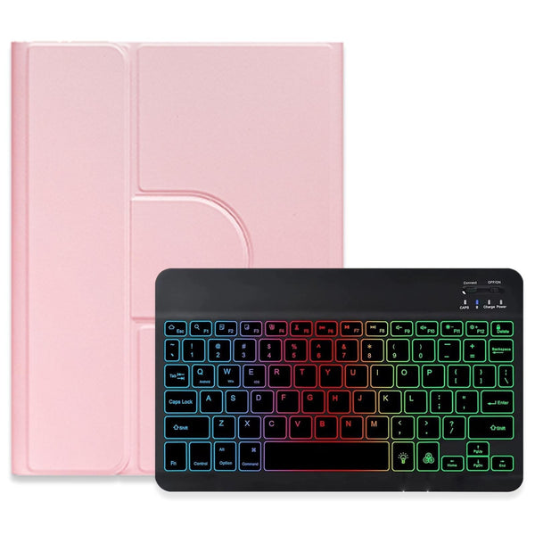 360 Degree Rotatable Bluetooth Keyboard Leather Case With Three Colour Backlight Mint Green For Ipad 10.2 2021 / Air 2019 Cases Covers Keyboard Folios