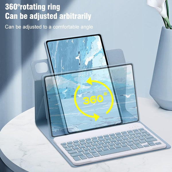 360 Degree Rotatable Bluetooth Keyboard Leather Case With Three Colour Backlight Mint Green For Ipad 10.2 2021 / Air 2019 Cases Covers Keyboard Folios