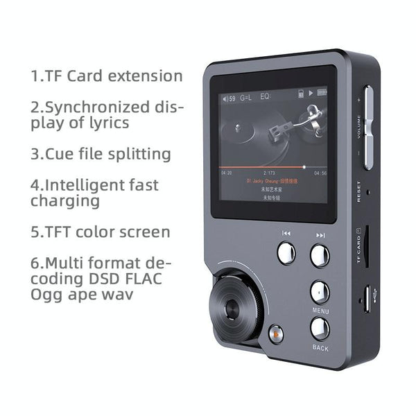 Lossless Dsd256 Music Player Silver Gray With 128Gb Tf Card Ipods & Mp3 Players