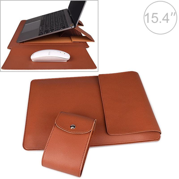 15.4 Inch Laptop Sleeve Leather Case With Small Storage Bag Black Laptop Cases & Bags