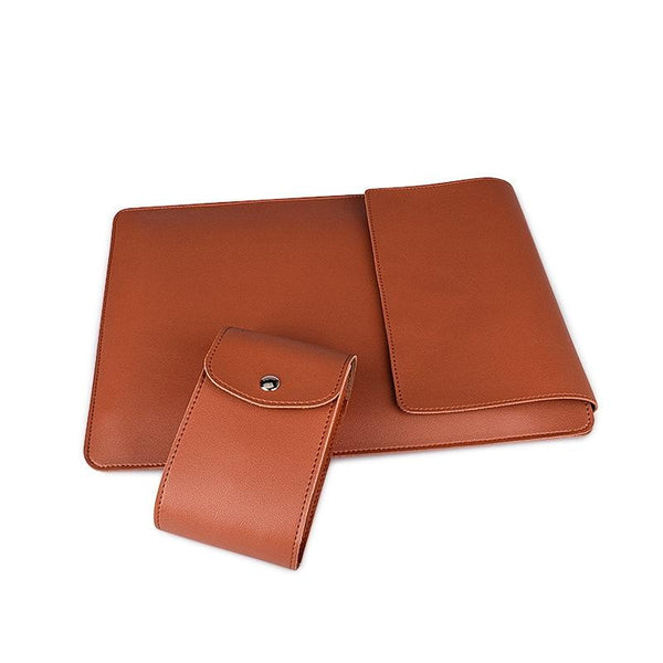 15.4 Inch Laptop Sleeve Leather Case With Small Storage Bag Black Laptop Cases & Bags