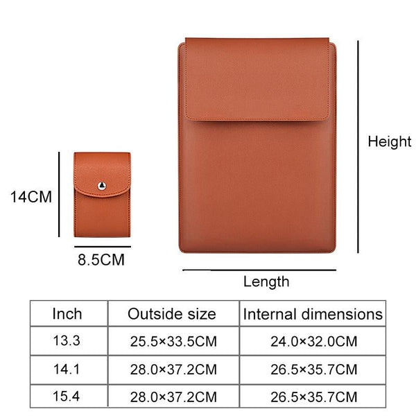 15.4 Inch Laptop Sleeve Leather Case With Small Storage Bag Black Laptop Cases & Bags